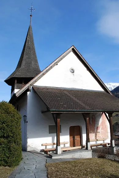 Vue extérieure de l'église d'Erlenbach: date du XIème s., mentionnée dès 1228, remaniée à diverses époques, notamment aux XV et XVIèmes s.