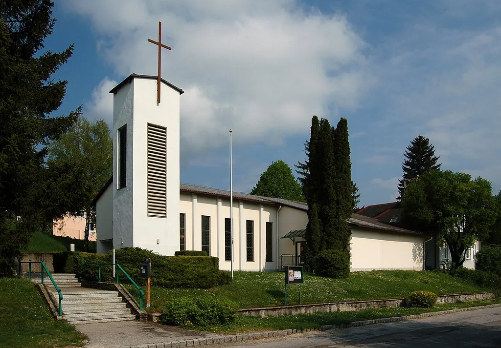 The protestant church Dreieinigkeitskirche in Berndorf, Lower Austria was built in 1960/61.
