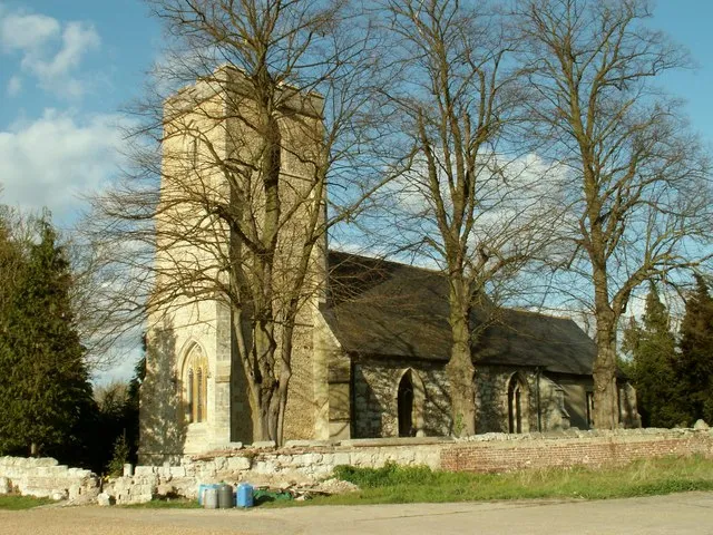 St. Helen: the parish church of Little Eversden, near to Little Eversden, Cambridgeshire, Great Britain. This is a mainly 14th century church, although the font appears to be 13th century.