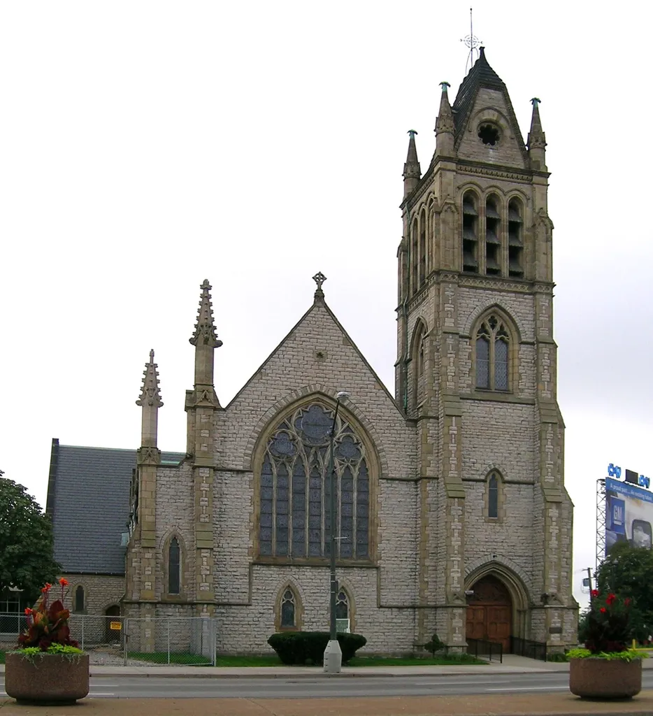Christ Church, Detroit MI from across Jefferson Ave.
