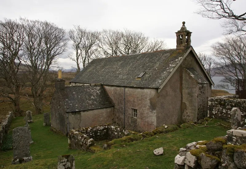 Kilninian Church, Mull, Argyll and Bute, Scotland. View from northwest.