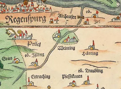 Ausschnitt aus der Karte Philipp Apians von 1568