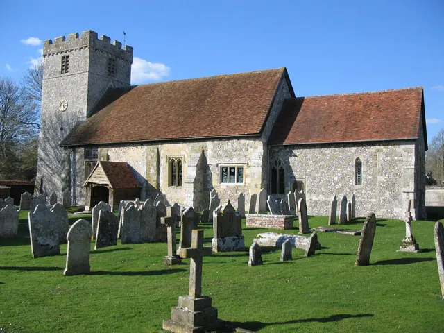 St. Andrews church, Great Durnford. A view looking north across the graveyard at St. Andrews church.