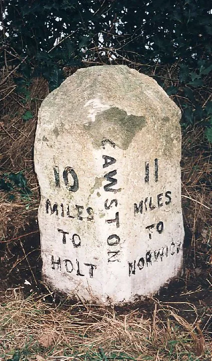 Old Milestone by the B1149, Cawston parish