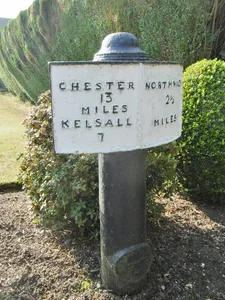 Milepost, Chester Road; half mile W of railway station