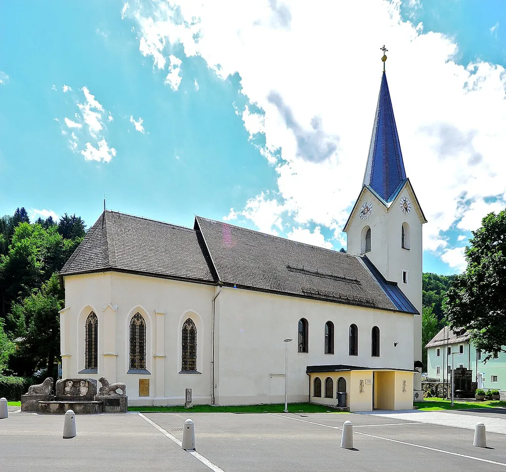 Parish church Saint Lambert on Marktplatz, municipality Arnoldstein, district Villach Land, Carinthia, Austria, EU