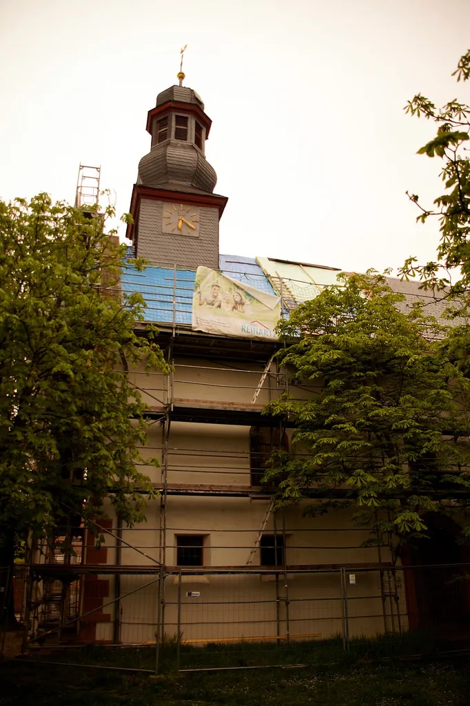 View of the Protestant church in Hohen-Sülzen, Rhineland-Palatinate, Germany, from the south