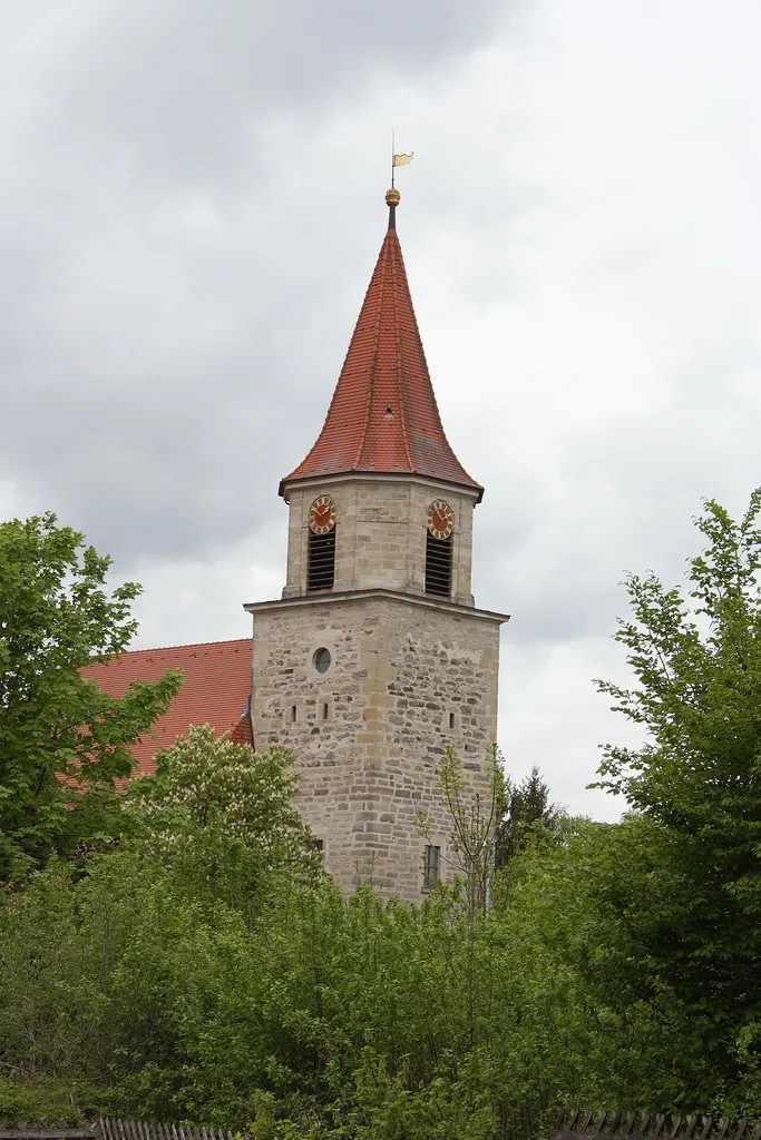 Evangelischen Kirche in Honhardt, einem Ortsteil von Frankenhardt im Landkreis Schwäbisch Hall (Baden-Württemberg]]