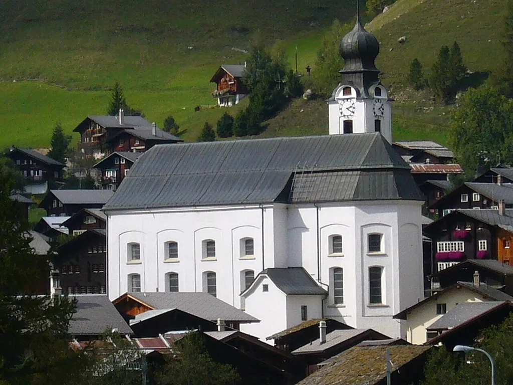 Church in the village of Reckingen, canton of Vallais, Switzerland