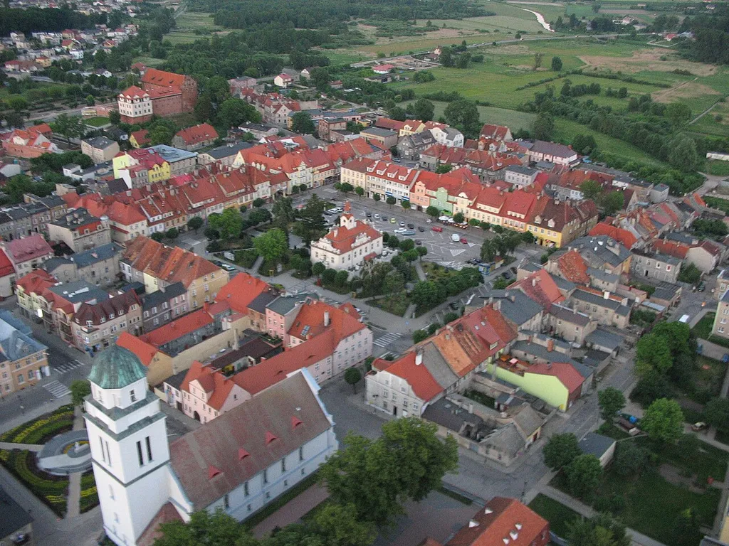 Rynek w Działdowie - widok z lotu ptaka