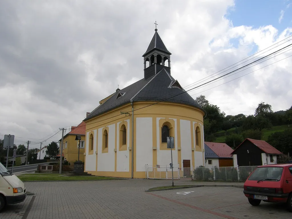 Church in the center of Stráž nad Ohří