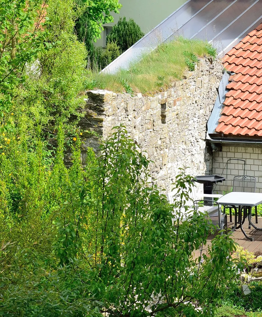 This is a photograph of an architectural monument.It is on the list of cultural monuments of Borchen. Reste der Burgmauern