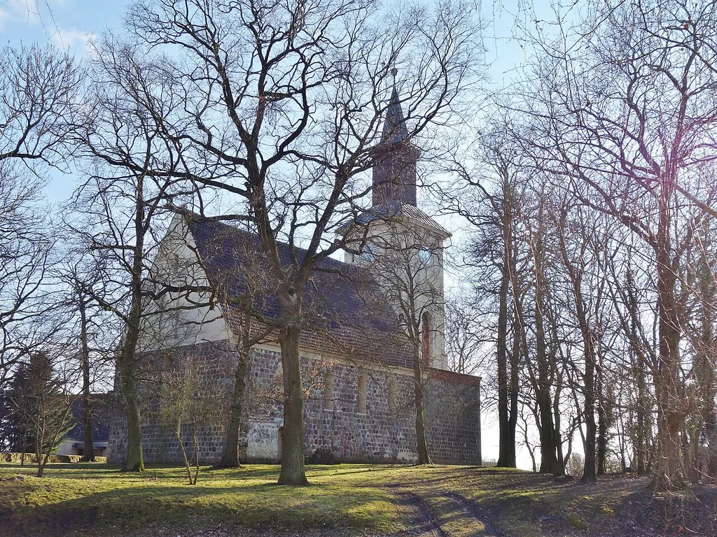 North-eastern view of the church in Klockow , Schönfeld municipality , Uckermark district, Brandenburg state, Germany.