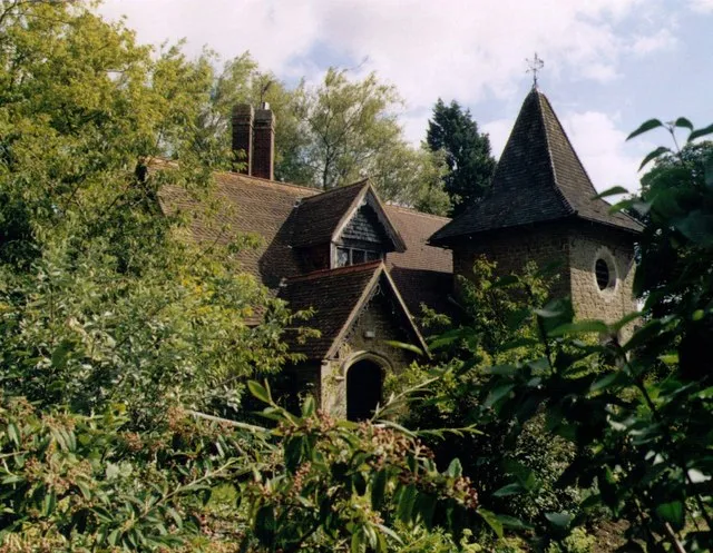 Former church of St Francis, Littleton Lane, Artington, Surrey. Built in 1843 as a school, later converted into a church, now converted into a cottage.