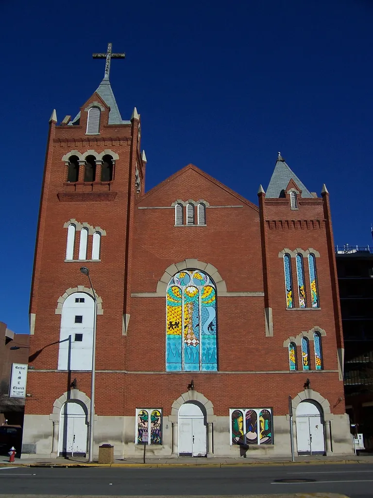 West Elevation of the NRHP-listed Bethel A.M.E. Church in Columbia, South Carolina, without clouds.