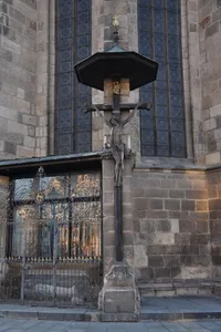 Cross at St. Bartholomew's cathedral in Pilsen