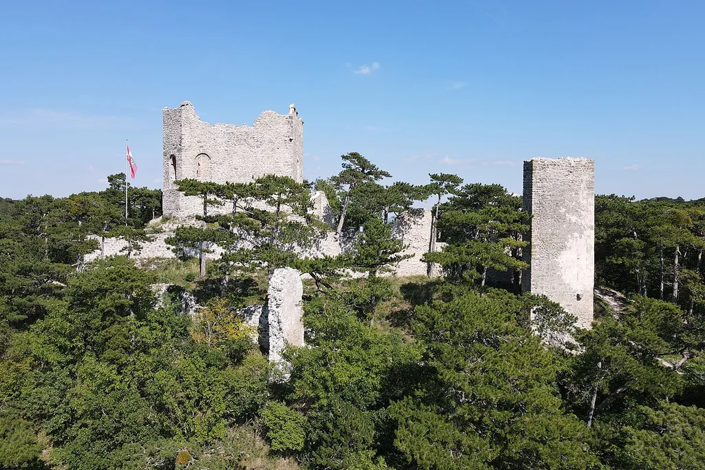 Southwest view of the Mödling castle ruins, Lower Austria.