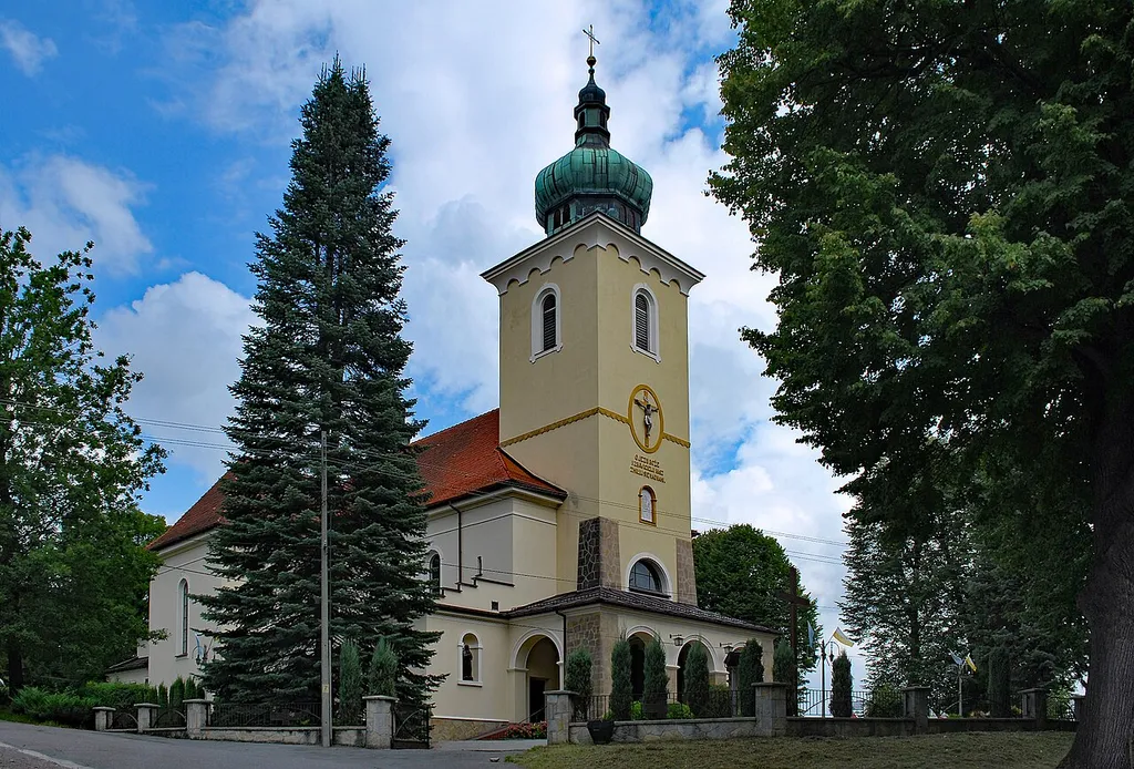 Church of the Assumption, 1924 design. Franciszek Mączyński, Pleśna village, Tarnów County, Lesser Poland Voivodeship, Poland