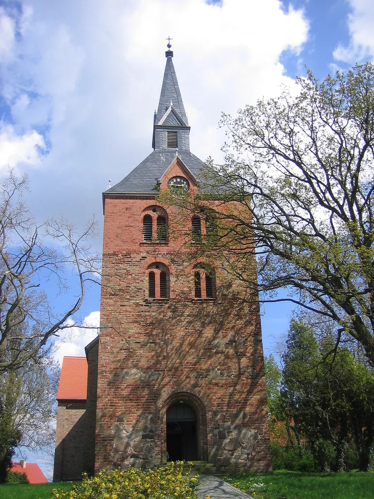 Western view of Hakenberg church, Fehrbellin municipality, Ostprignitz-Ruppin district, Brandenburg Brandenburg state, Germany