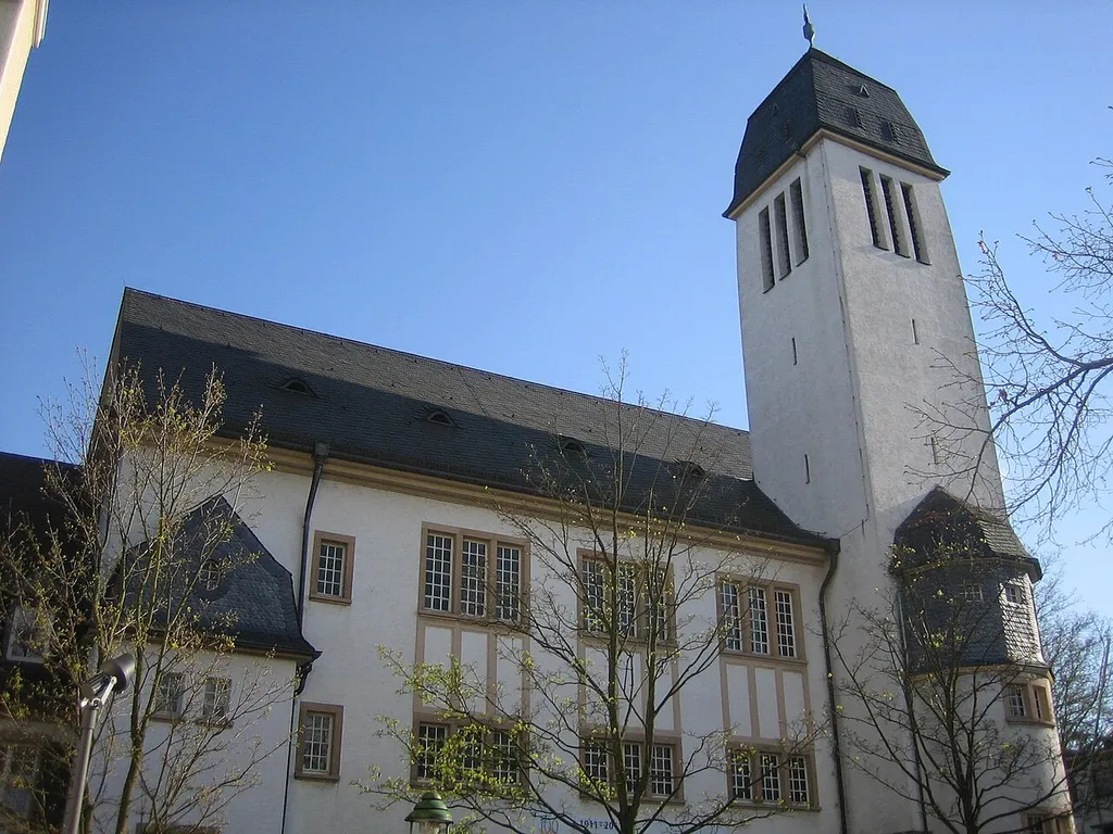 Cultural heritage monument Friedenskirche in Mainz-Mombach, view from north