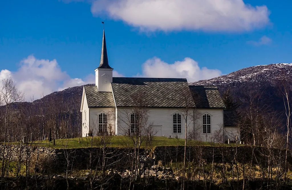Rovde church from 1872 in Vanylven. Architect Lars Tornæs.