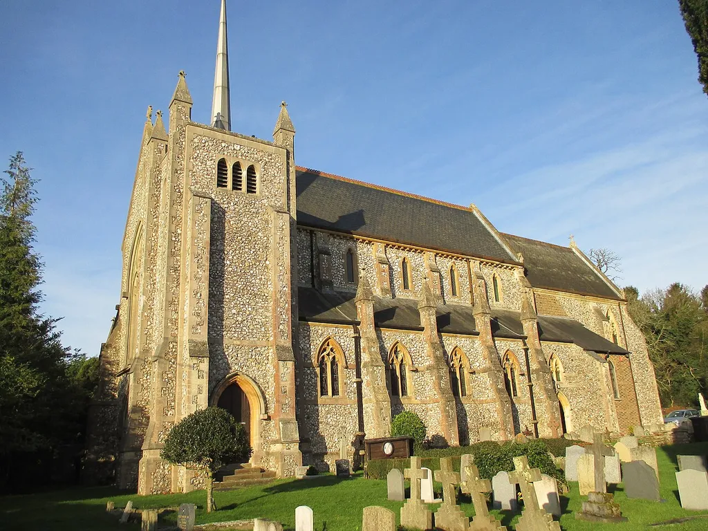 The Church of Our Lady of Consolation, West Grinstead, West Sussex, photographed from the south-east.