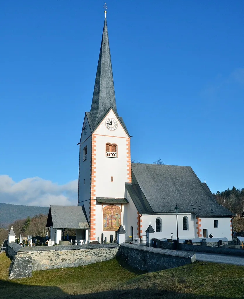 Parish church holy Mary Rosary Queen on Oberer Kirchenweg 10 in Augsdorf, market town Velden am Wörther See, district Villach Land, Carinthia, Austria, EU