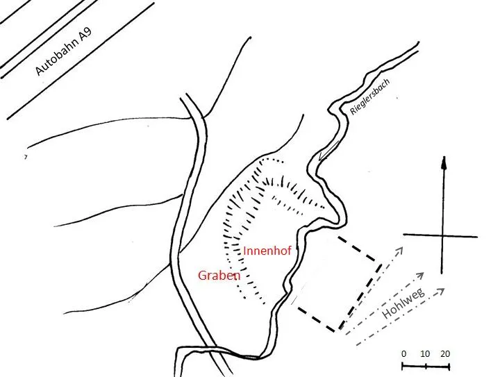 Grundriss des Burgstalls in Bucheck (Stadt Gefrees, Fichtelgebirge)