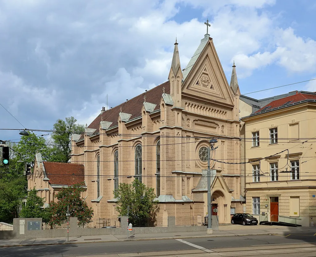 Southwest view of the Sacré Coeur monastery church in Vienna.