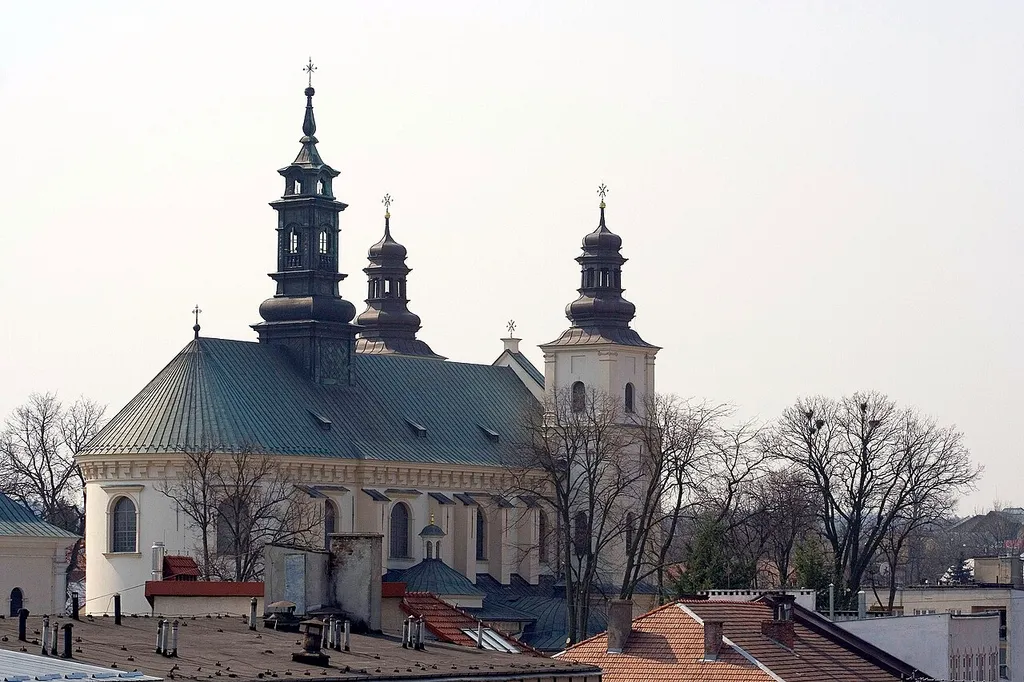 Kościół parafialny pw. Przemienienia Pańskiego w Brzozowie, widok z wieży ratusza.