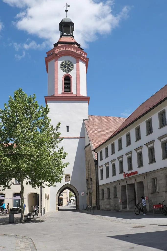 Spitalkirche in Weißenburg in Bayern im Landkreis Weißenburg-Gunzenhausen in Mittelfranken (Bayern/Deutschland), Turm