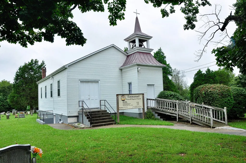 The former Pennsylvania Run Presbyterian Church, now Emmanuel Free Will Baptist Church, near Okolona, Kentucky