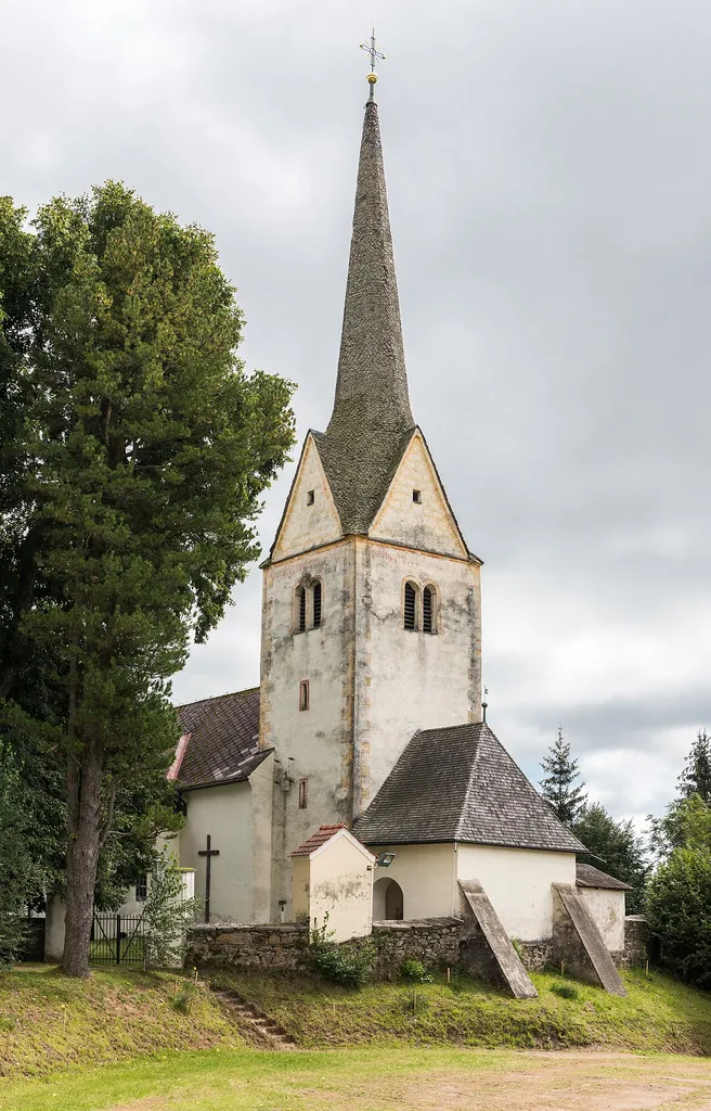 Subsidiary church Saint Bartholomew with cemetery in Aichberg, municipality Wolfsberg, district Wolfsberg, Carinthia, Austria, EU