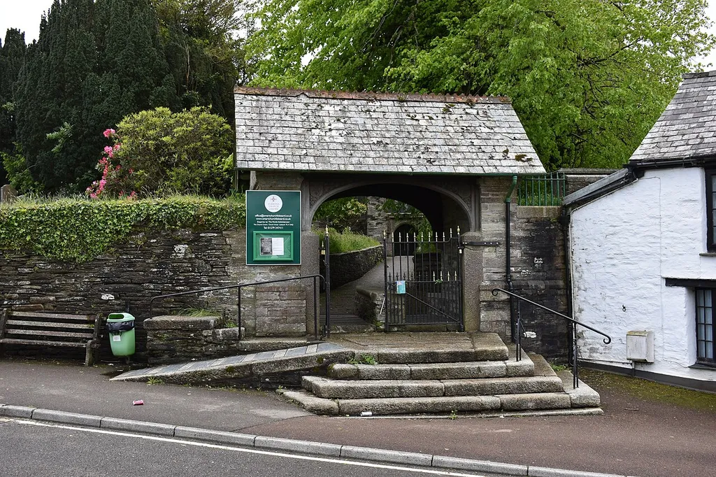 The lychgate at the Church of St. Martin in Liskeard, Cornwall, England.