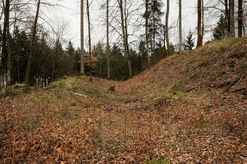 Demolished castle Hünaburg near Krauchenwies-Bittelschieß, Landkreis Sigmaringen, Baden-Württemberg, Germany