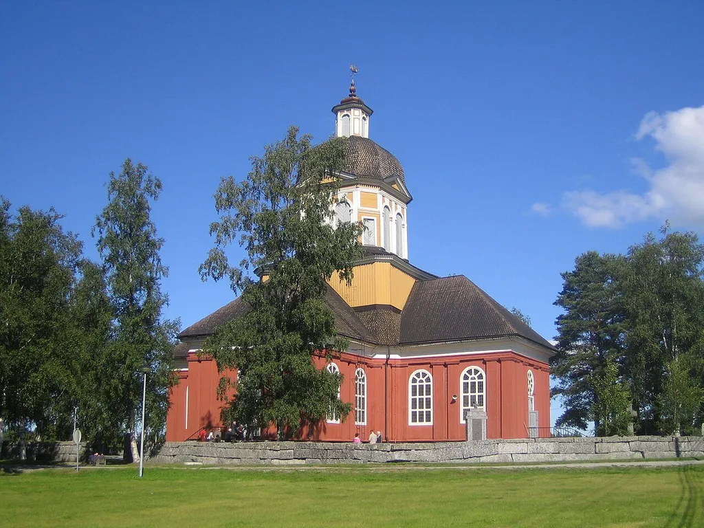 Larsmo Church in Larsmo, Finland. The lutheran church was built in 1785–1787 and designed by Jacob Rijf.