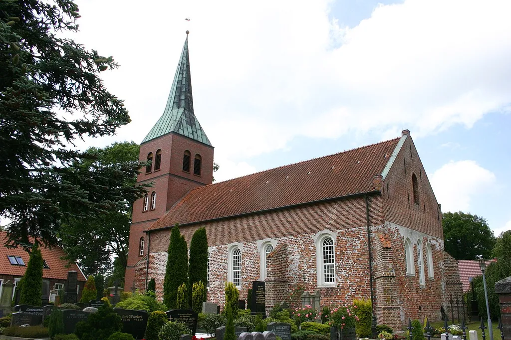 Historic church in Logabirum, district of Leer, East Frisia, Germany