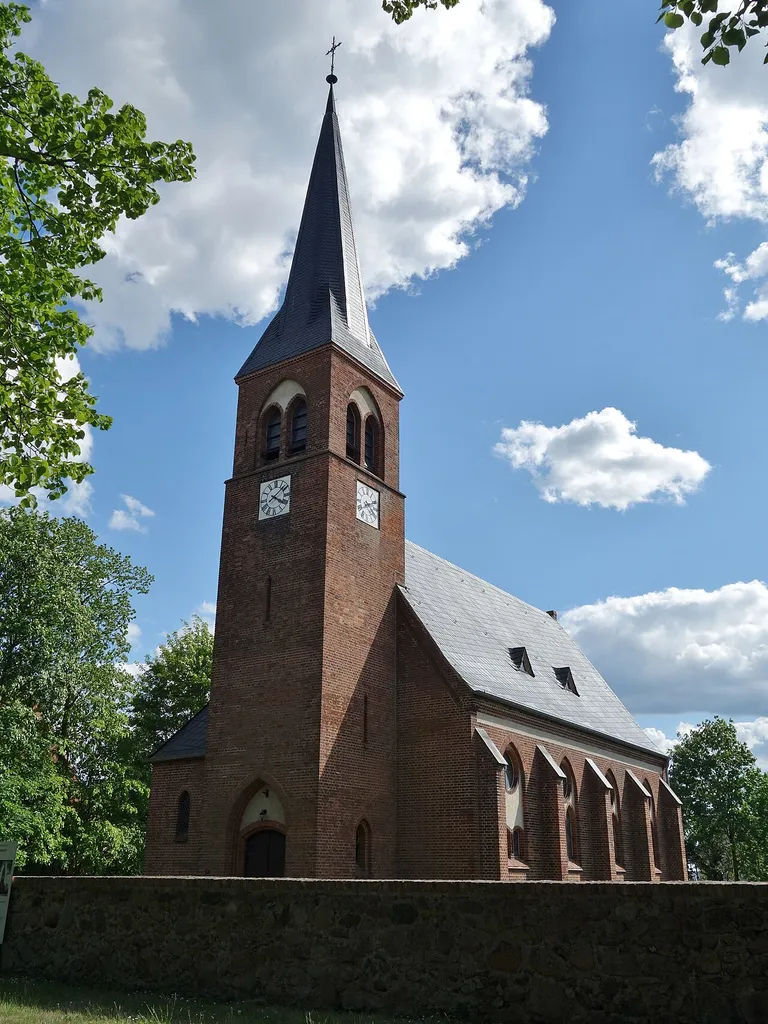 North-western view of the church in Großwoltersdorf, Großwoltersdorf municipality, Oberhavel district, Brandenburg state, Germany.