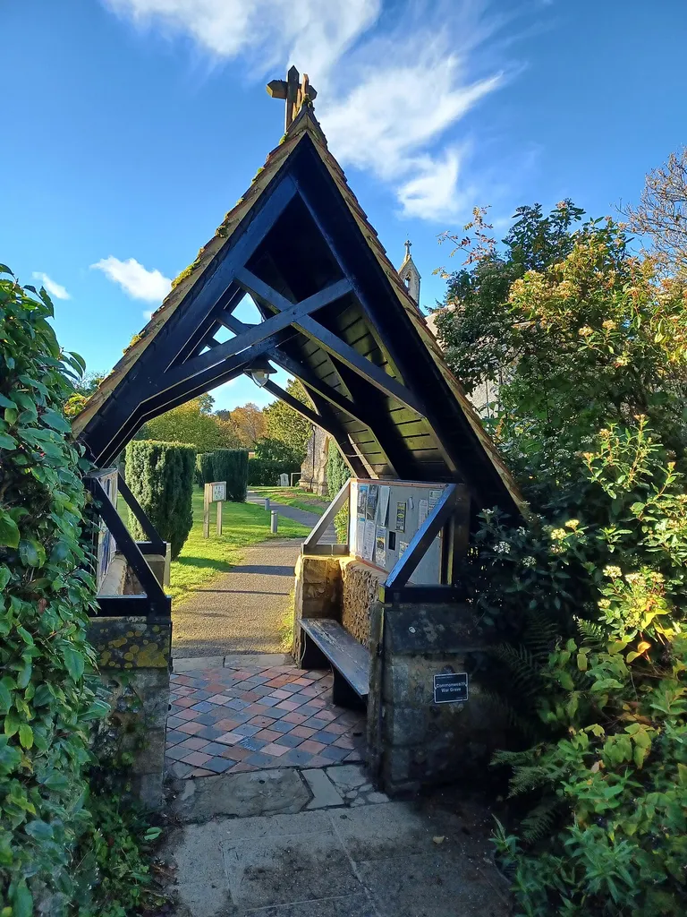 Great Missenden, Lychgate at Church of Holy Trinity. 1849, Grade II listed. Prestwood, Buckinghamshire, England.