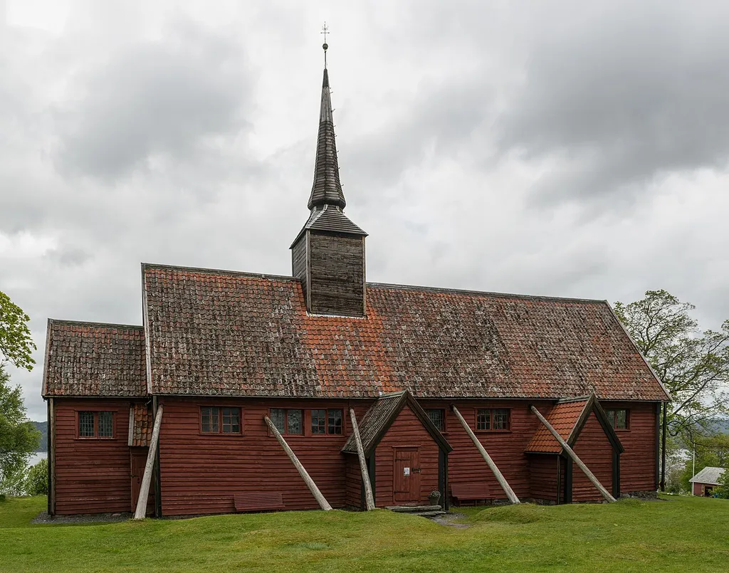 A southwest view of Kvernes stave church in Averøy