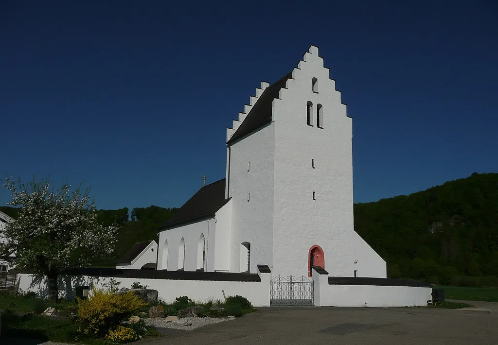 The church John the Baptist in Böhming near Kipfenberg in the Altmühl valley located within the district of the ancient Roman castle seen from E.