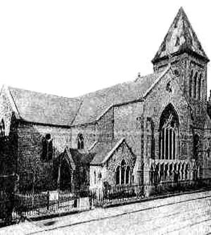 Photograph showing St. Peter's Church, Aungier St., Dublin in 1880.