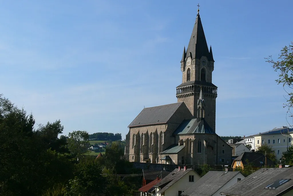 Haslach an der Mühl ( Upper Austria ). Saint Nicholas parish church: View from south.