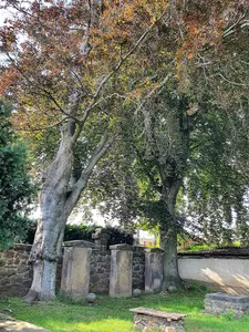 Einzeldenkmale der Sachgesamtheit Friedhof Mutzschen: Friedhofskirche, Friedhofsgärtnerhaus und Leichenhalle, Kriegerdenkmal für die Gefallenen des 1. Weltkrieges, VVN-Denkmal