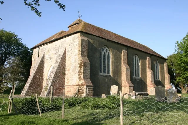 St Mary's parish church, East Guldeford, East Sussex, seen from the southwest