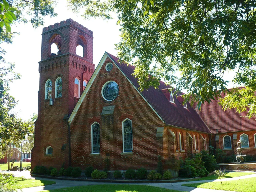 Trinity Episcopal Church in Demopolis, Alabama, United States. Built in 1870 to replace an earlier building, completed in 1857. The congregation was established in Demopolis in 1834.