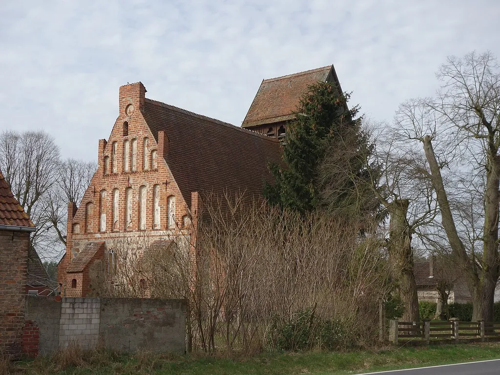 North-eastern view of church in Rossow, Wittstock municipality, Ostprignitz-Ruppin district, Brandenburg state, Germany