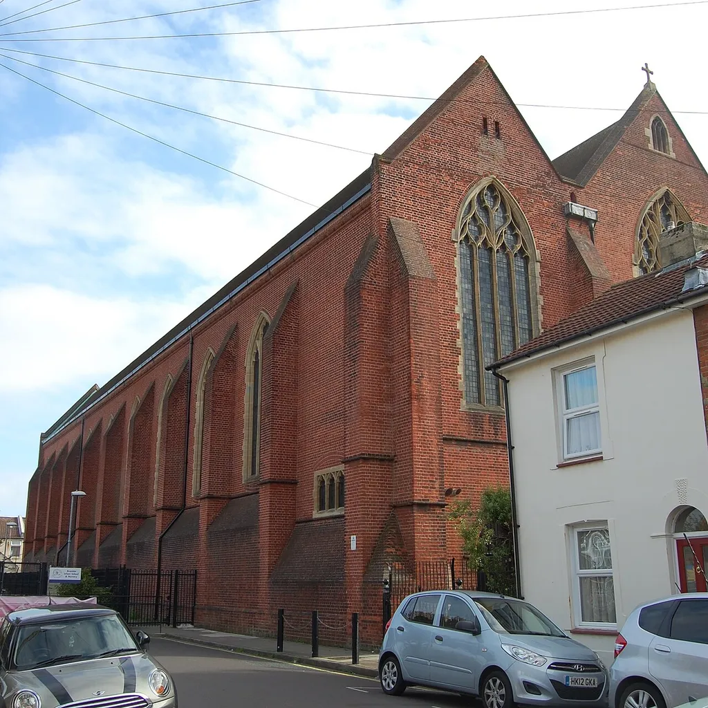 Church of the Holy Spirit, Fawcett Road, Southsea, City of Portsmouth, England. An Anglican church serving a very densely built up part of north Southsea. It is hemmed in on all sides by terraced housing.