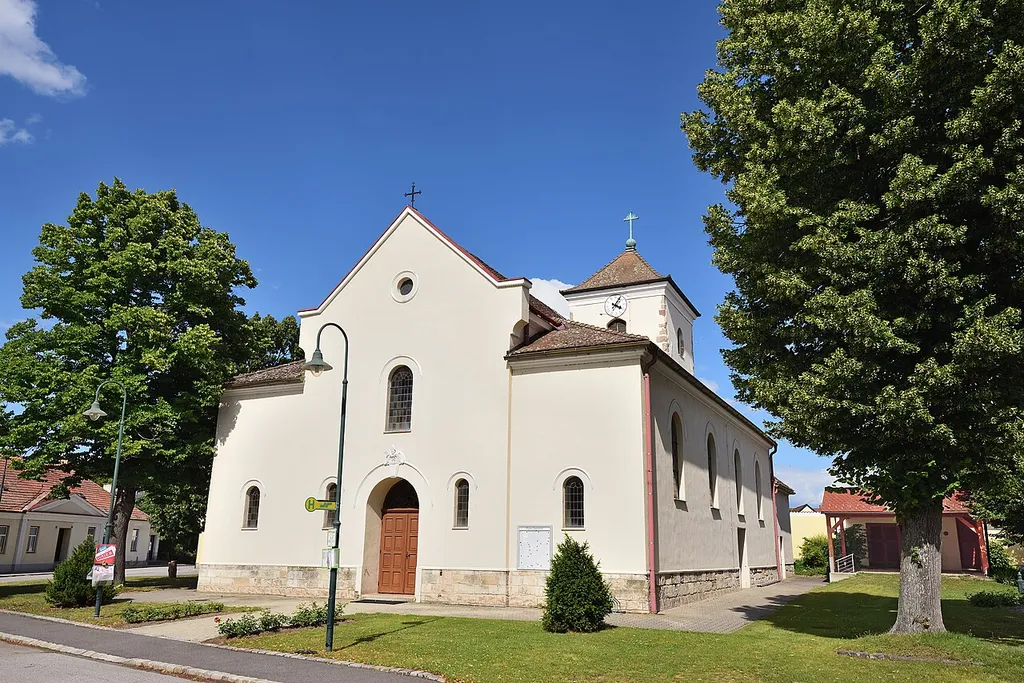 Catholic parish church at Zwerndorf, municipality Weiden an der March, Lower Austria, Austria