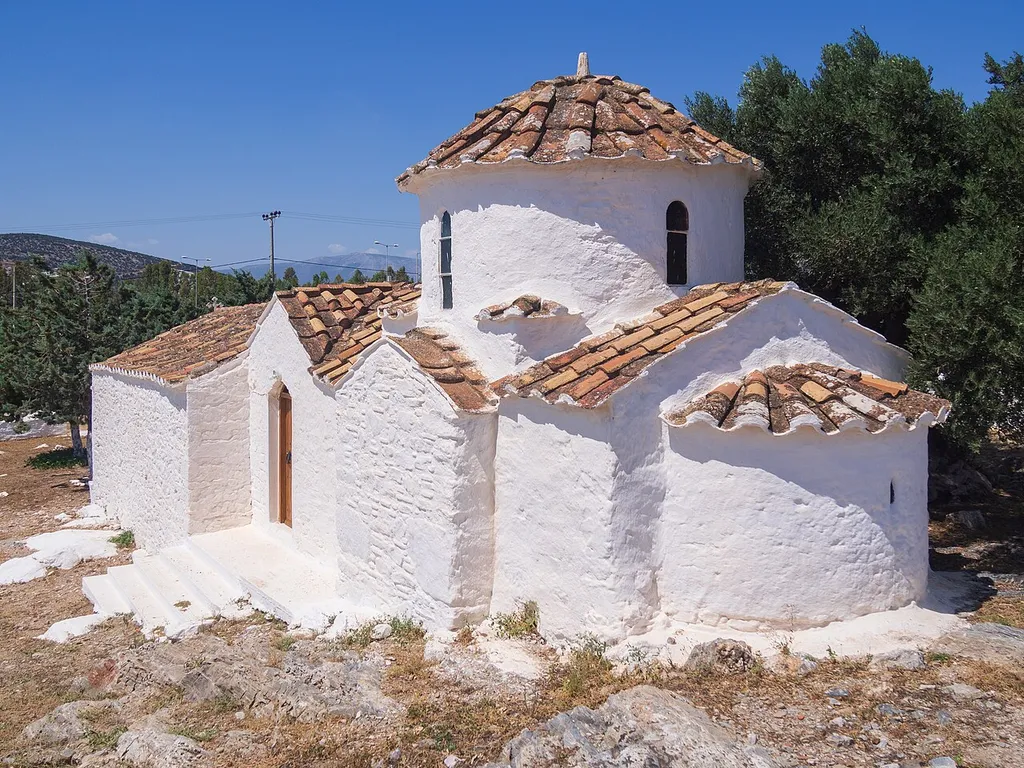 The byzantine church of Taxiarches at Daglas, Markopoulo, Greece